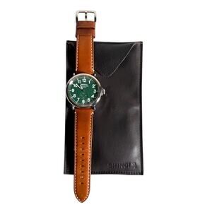 Shinola Green Dial Watch with Brown Leather Strap